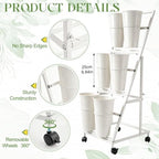 2 Pack Flower Display Stand with 12 Buckets, Wheels & Blackboards, White in White, alternate view 3