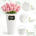 2 Pack Flower Display Stand with 12 Buckets, Wheels & Blackboards, White in White, alternate view 4