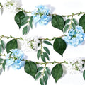 2 Pack Flower Garland, 6.6 FT Artificial Floral Vine with Burlap Rope, White and Blue Hanging Flower Garland for