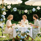 2 Pack Flower Garland, 6.6 FT Artificial Floral Vine with Burlap Rope, White and Blue Hanging Flower Garland for, alternate