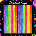 2 Pack Fluorescent Macarons Tinsel Curtains, 3.2x8.2ft Party Streamers Backdrop, Holographic Foil Curtain Photo, alternate