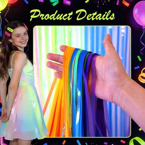 2 Pack Fluorescent Macarons Tinsel Curtains, 3.2x8.2ft Party Streamers Backdrop, Holographic Foil Curtain Photo, alternate