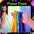 2 Pack Fluorescent Macarons Tinsel Curtains, 3.2x8.2ft Party Streamers Backdrop, Holographic Foil Curtain Photo, alternate