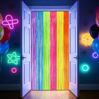 2 Pack Fluorescent Macarons Tinsel Curtains, 3.2x8.2ft Party Streamers Backdrop, Holographic Foil Curtain Photo, alternate