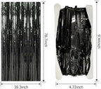 2 Pack Foil Curtain Backdrop Black Metallic Tinsel Foil Fringe Curtains Photo Booth Props for Birthday Wedding, alternate