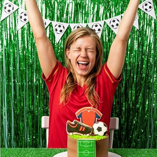 2 Pack Foil Curtain Backdrop Green Metallic Tinsel Foil Fringe Curtains Photo Booth Props for Birthday Wedding, alternate