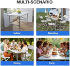 2 Pack Foldable Table 4ft for Camping Party Picnic, School, White in White, alternate view 7
