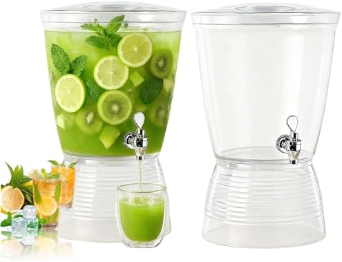 2 Pack Food Grade Beverage Dispenser with Spigot, 2.7 Gallon Leak-Proof Drink Dispenser for Countertop