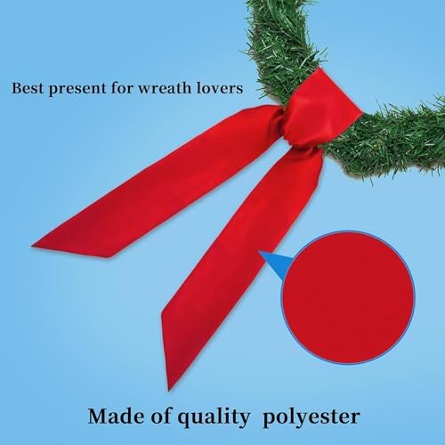 2 Pack Front Door Wreath Blank Sash - 3.3" W x 52.8" L Red Plain Wreath Accessories for Christmas Halloween, alternate view 2