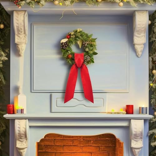 2 Pack Front Door Wreath Blank Sash - 3.3" W x 52.8" L Red Plain Wreath Accessories for Christmas Halloween, alternate view 5