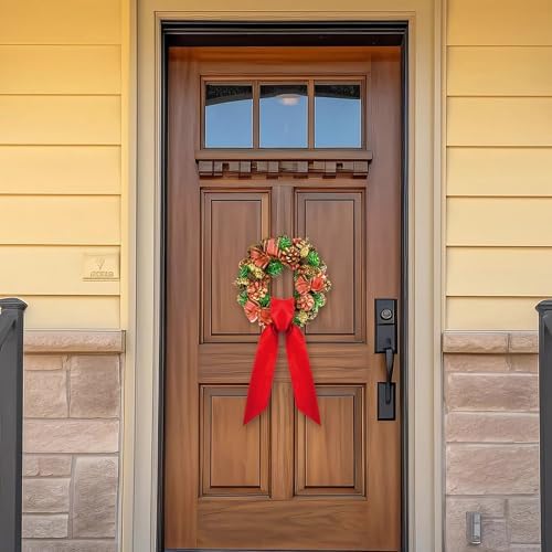 2 Pack Front Door Wreath Blank Sash - 3.3" W x 52.8" L Red Plain Wreath Accessories for Christmas Halloween, alternate view 6