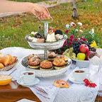 2 Pack Galvanized Serving Stand, Metal 2 Tier Cupcake Tray Stand, Vintage Dessert Appetizer Display Stand, alternate view 2