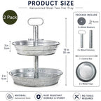 2 Pack Galvanized Serving Stand, Metal 2 Tier Cupcake Tray Stand, Vintage Dessert Appetizer Display Stand, alternate view 3