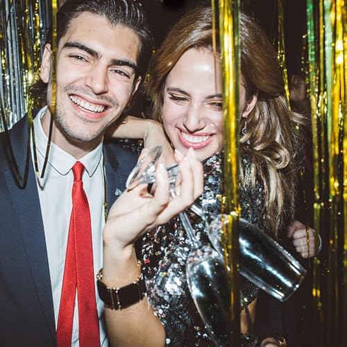 2 Pack Gold Backdrop Birthday Decorations Foil Curtain Backdrop Gold Streamers Dance Party Decorations Photo, alternate view