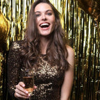 2 Pack Gold Backdrop Birthday Decorations Foil Curtain Backdrop Gold Streamers Dance Party Decorations Photo, alternate view