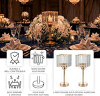 2 Pack Gold Crystal Hurricane Candle Holders - 13" Square Glass Pillar Candle Stands, Crystal Pendant Design in, alternate
