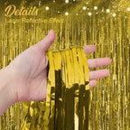 2 Pack Gold Fringe Backdrop, 3.2 x 8.2 ft Tinsel Curtains Party Decorations in 3.2 x 8.2 ft, alternate view 3