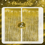 2 Pack Gold Fringe Backdrop, 3.2 x 8.2 ft Tinsel Curtains Party Decorations in 3.2 x 8.2 ft, alternate view 4