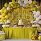 2 Pack Gold Fringe Backdrop, 3.2 x 8.2 ft Tinsel Curtains Party Decorations in 3.2 x 8.2 ft, alternate view 5