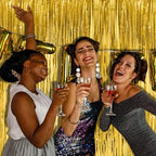 2 Pack Gold Fringe Curtain Backdrop Tinsel Streamers Birthday Party Decorations Christmas Photo Booth Backdrop, alternate