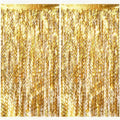 2 Pack Gold Fringe Curtain Backdrop Tinsel Streamers Birthday Party Decorations Photo Booth Backdrop Halloween