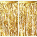 2 Pack Gold Fringe Curtain Backdrop Tinsel Streamers Birthday Party Decorations Photo Booth Backdrop Halloween
