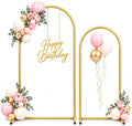 2 Pack Gold Metal Arch Backdrop Stand(7.2FT/6FT), Easy-Install Balloon Arch