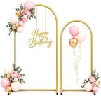 2 Pack Gold Metal Arch Backdrop Stand(7.2FT/6FT), Easy-Install Balloon Arch