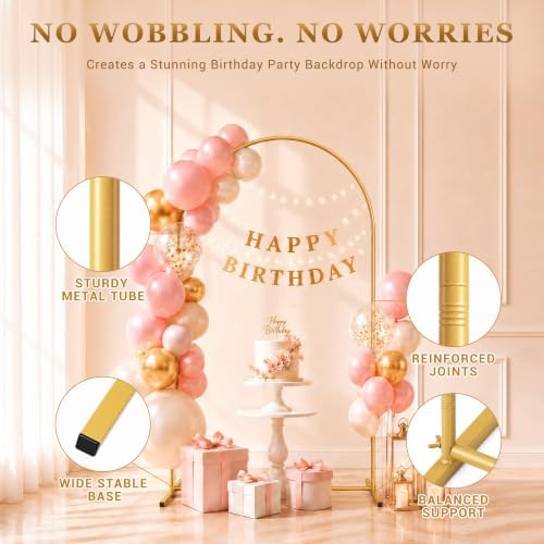 2 Pack Gold Metal Arch Backdrop Stand(7.2FT/6FT), Easy-Install Balloon Arch, alternate view 4
