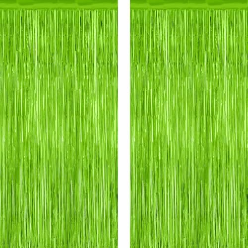 2 Pack Grass Green Christmas St Patricks Foil Curtain Decorations