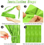 2 Pack Grass Green Christmas St Patricks Foil Curtain Decorations, alternate view 3