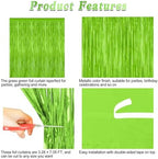 2 Pack Grass Green Christmas St Patricks Foil Curtain Decorations, alternate view 4