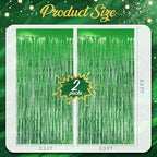 2 Pack Green Fringe Backdrop, 3.2x8.2ft Shining Foil Tinsel Curtains, Birthday Party Decorations Door Streamers, alternate