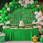 2 Pack Green Fringe Backdrop, 3.2x8.2ft Shining Foil Tinsel Curtains, Birthday Party Decorations Door Streamers, alternate