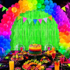2 Pack Green Glow Party Fringe Curtain 40 x 80 Inch UV Reactive Neon Foil Backdrop for Blacklight St Patricks, alternate view