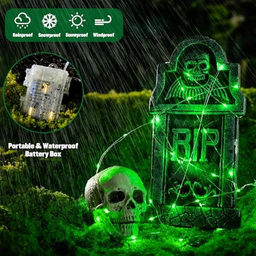 2 Pack Green Halloween Fairy Lights Battery Operated with Remote, alternate view 4