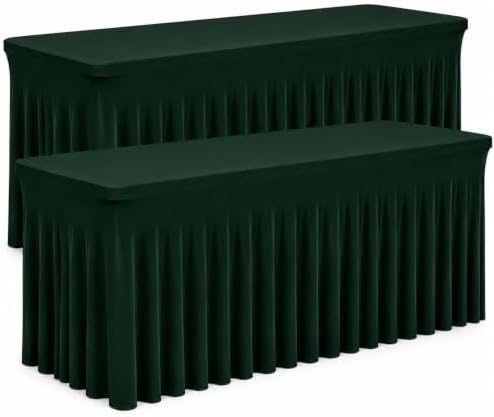 2 Pack Green Spandex Table Covers 6 Foot Fitted Stretchy in Green