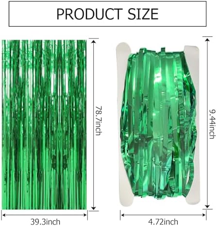 2 Pack Green Streamers Backdrop Jungle Party Decorations Foil Fringe Backdrop Curtains Photo Booth Backdrop for, alternate