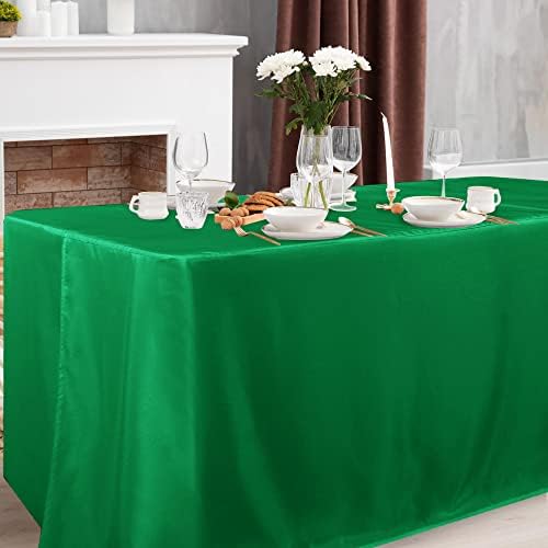 2 Pack Green Table Cloths for 8 Foot Rectangle Tables in 8FT | 2 Pack in Green, alternate view 2