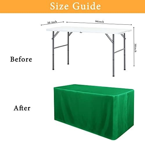 2 Pack Green Table Cloths for 8 Foot Rectangle Tables in 8FT | 2 Pack in Green, alternate view 3