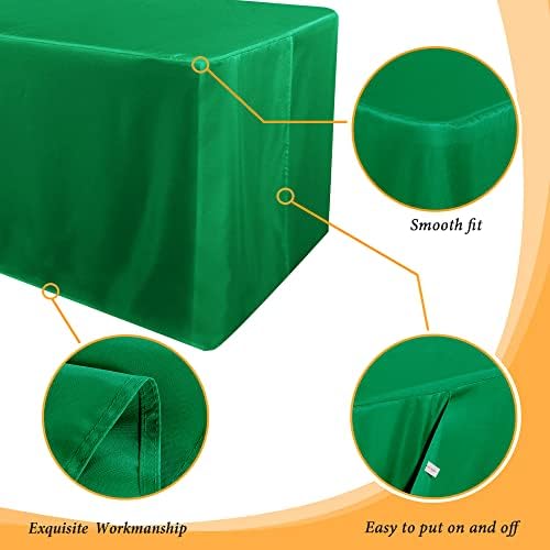2 Pack Green Table Cloths for 8 Foot Rectangle Tables in 8FT | 2 Pack in Green, alternate view 5