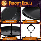 2 Pack Halloween Black Cupcake Stand 3 Tiered and 12 Bat Stickers in black, alternate view 4
