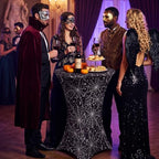 2 Pack Halloween Cocktail Tablecloth, Round High Top Table Covers in Black, White, alternate view 2