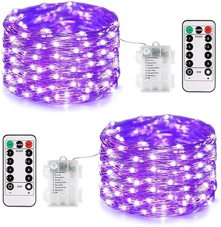 2 Pack Halloween Fairy Lights Battery Operated, Total 200 LED 66ft