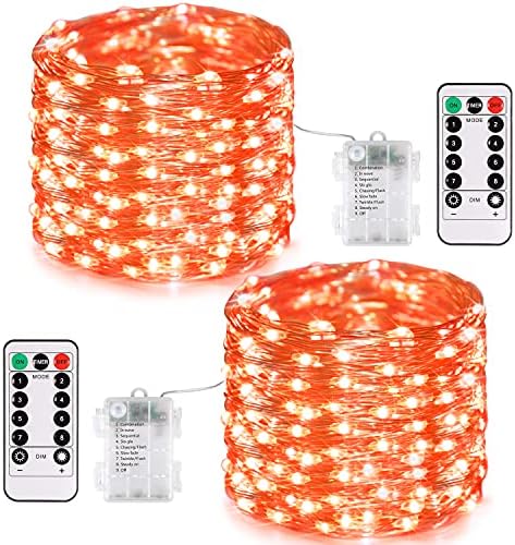 2 Pack Halloween Fairy Lights Battery Operated, Total 400LED 132ft