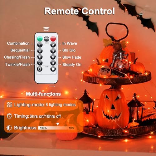 2 Pack Halloween Fairy Lights Battery Operated, Total 400LED 132ft, alternate view 4