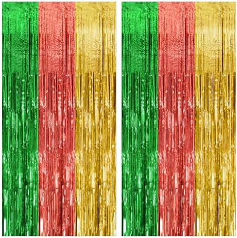 2 Pack Hawaii Backdrop Party Decorations Tinsel Curtain Summer Party Streamer Foil Fringe Birthday Decorations