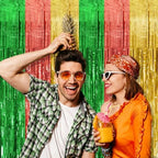 2 Pack Hawaii Backdrop Party Decorations Tinsel Curtain Summer Party Streamer Foil Fringe Birthday Decorations, alternate