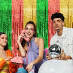 2 Pack Hawaii Backdrop Party Decorations Tinsel Curtain Summer Party Streamer Foil Fringe Birthday Decorations, alternate