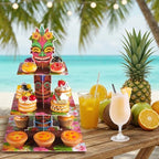 2 Pack Hawaiian Cupcake Stand Hawaiian Party Decorations in Brown, alternate view 2
